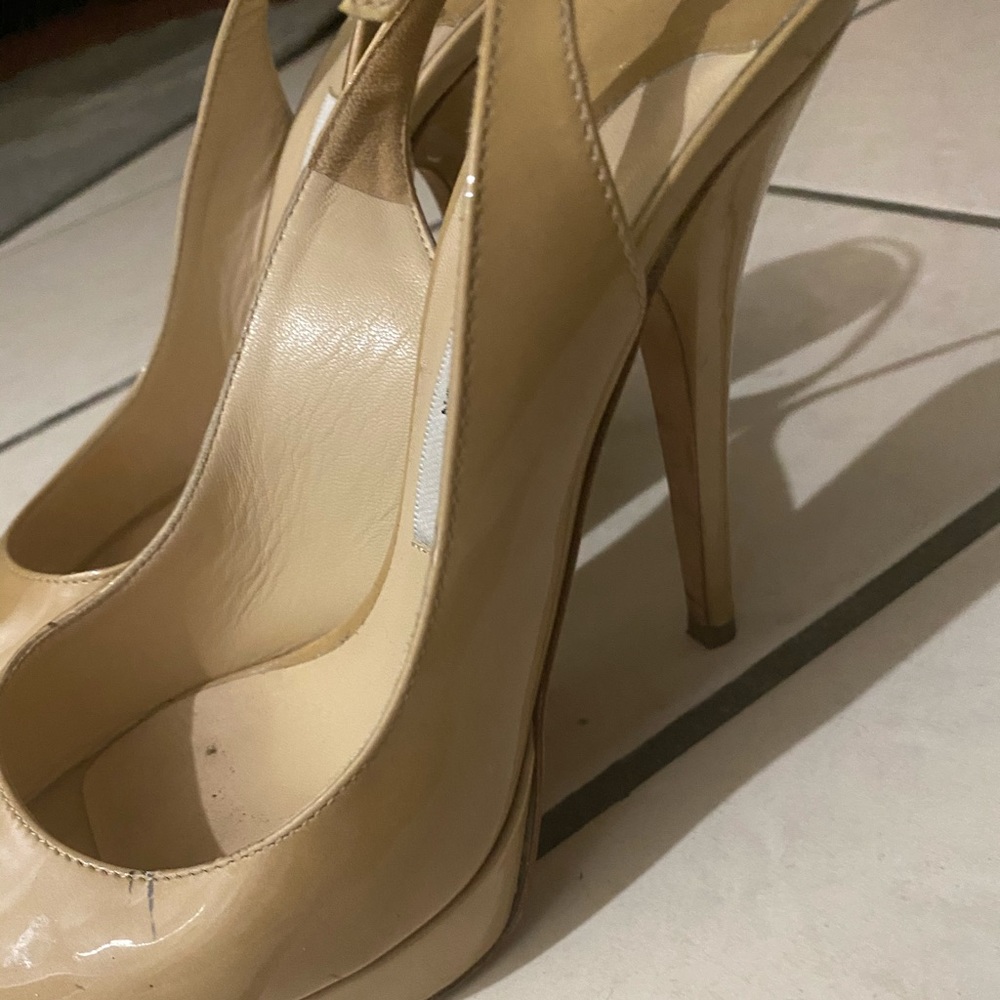 Jimmy Choo Nude peep toe heels